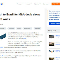 Flow of cash to Brazil for M&A deals slows amid market woes